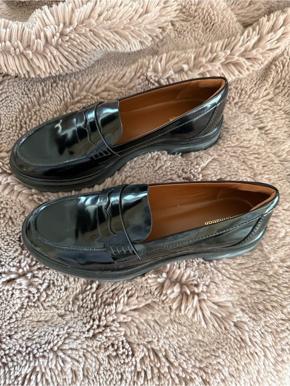 Reformation Black Patent Leather Loafers size 8